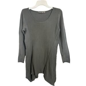 Soft Surroundings Sage Asymmetrical Abstract Tunic Handkerchief Hem Size Small